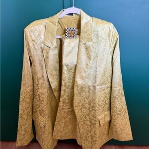 NWT LALA S Chartreuse Jacquard Blazer/Cargo Pant Set